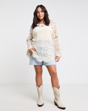 Simply Be Long Sleeve Crochet Smock Tunic