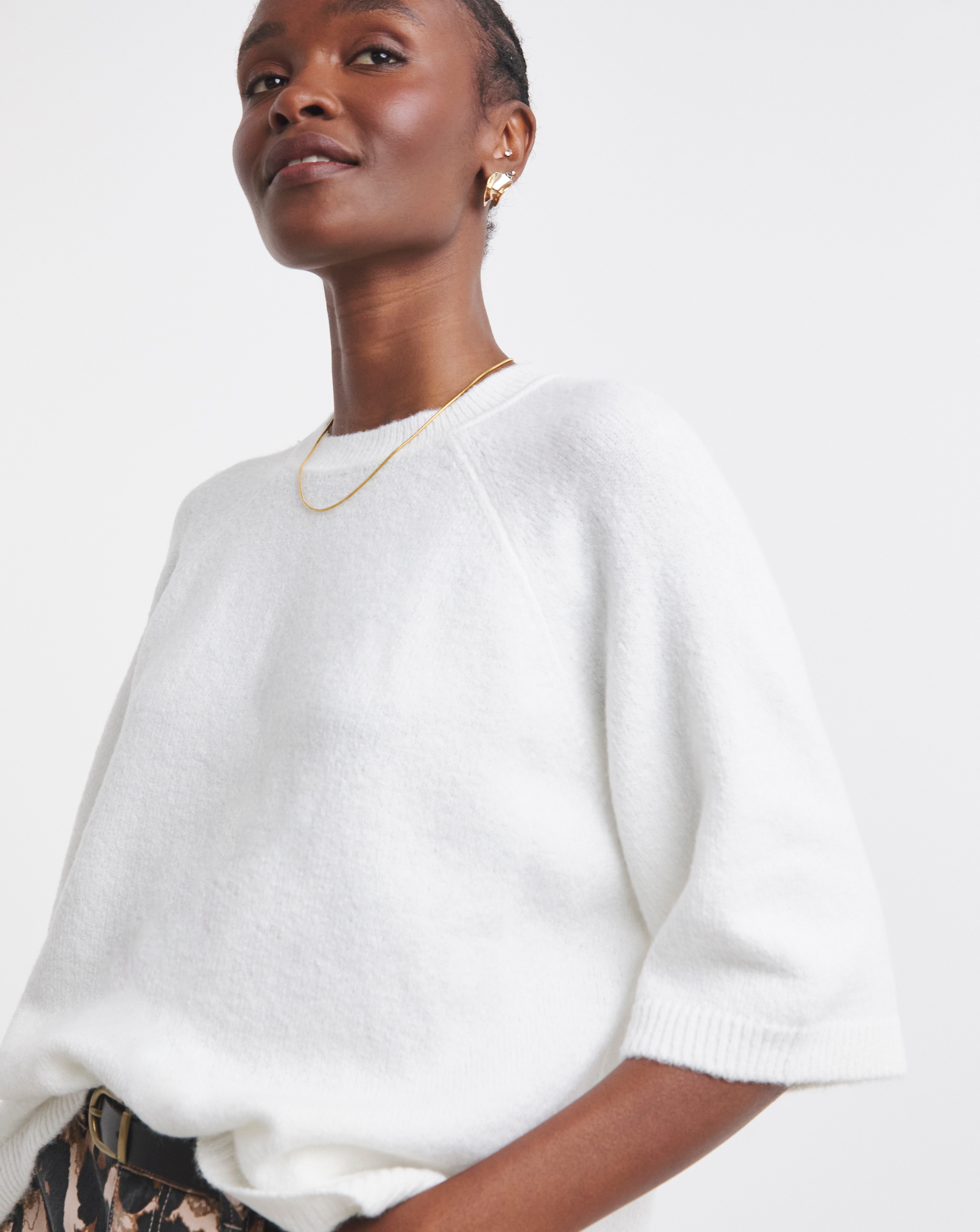 Short Sleeve Boxy Knitted T-Shirt