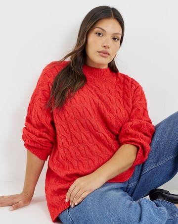 Cosy Yarn Red Cable Knit Jumper