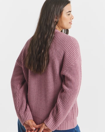 Mauve Waffle Knit Boyfriend Cardigan