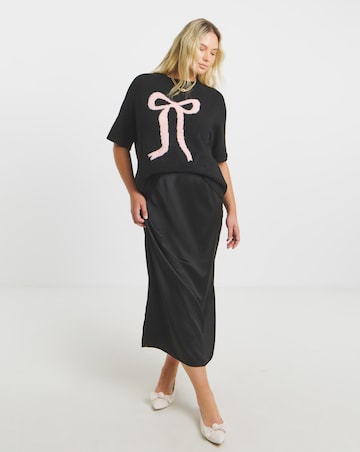 Simply Be Bow Placement Print Knitted T-Shirt