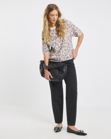 Leopard Print Knitted T-Shirt