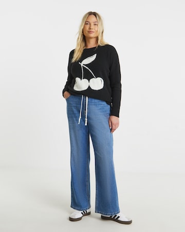 Simply Be Brushed Yarn Black Cherry Knitted Crew Neck Jumper