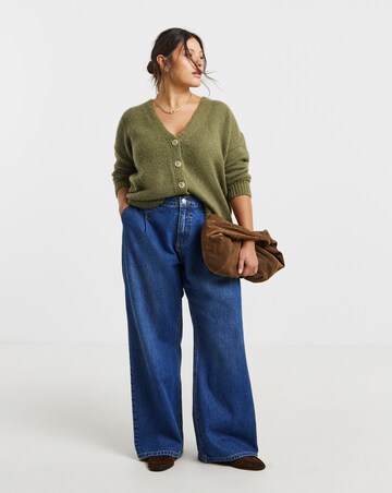 Simply Be Olive Fluffy Overstitch Boyfriend Cardigan