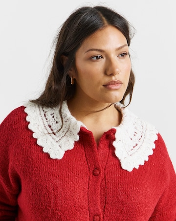 Simply Be Red Collar Detail Cardigan
