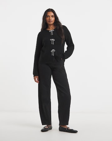 Simply Be Black Diamante Bow Cardigan