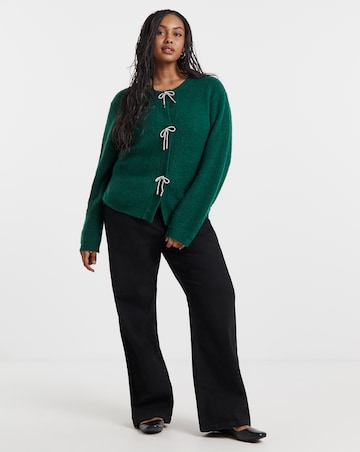 Simply Be Forest Green Diamante Bow Cardigan