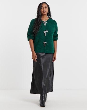 Simply Be Forest Green Diamante Bow Cardigan