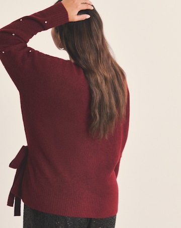 Simply Be Brushed Yarn Burgundy Diamante Ballet Wrap Cardigan