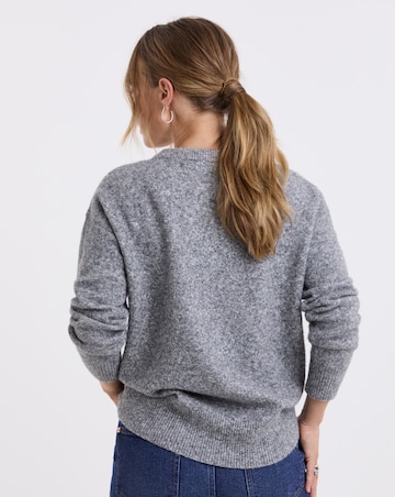 Simply Be Brushed Yarn Charcoal Diamante Bow Fluffy Jumper