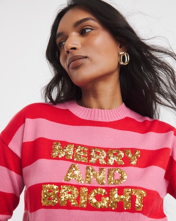 Pink & Red Merry and Bright Christmas Jumper