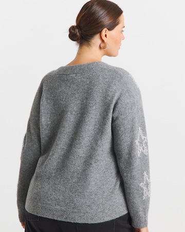Simply Be Snug Grey Tinsel Star Cardigan