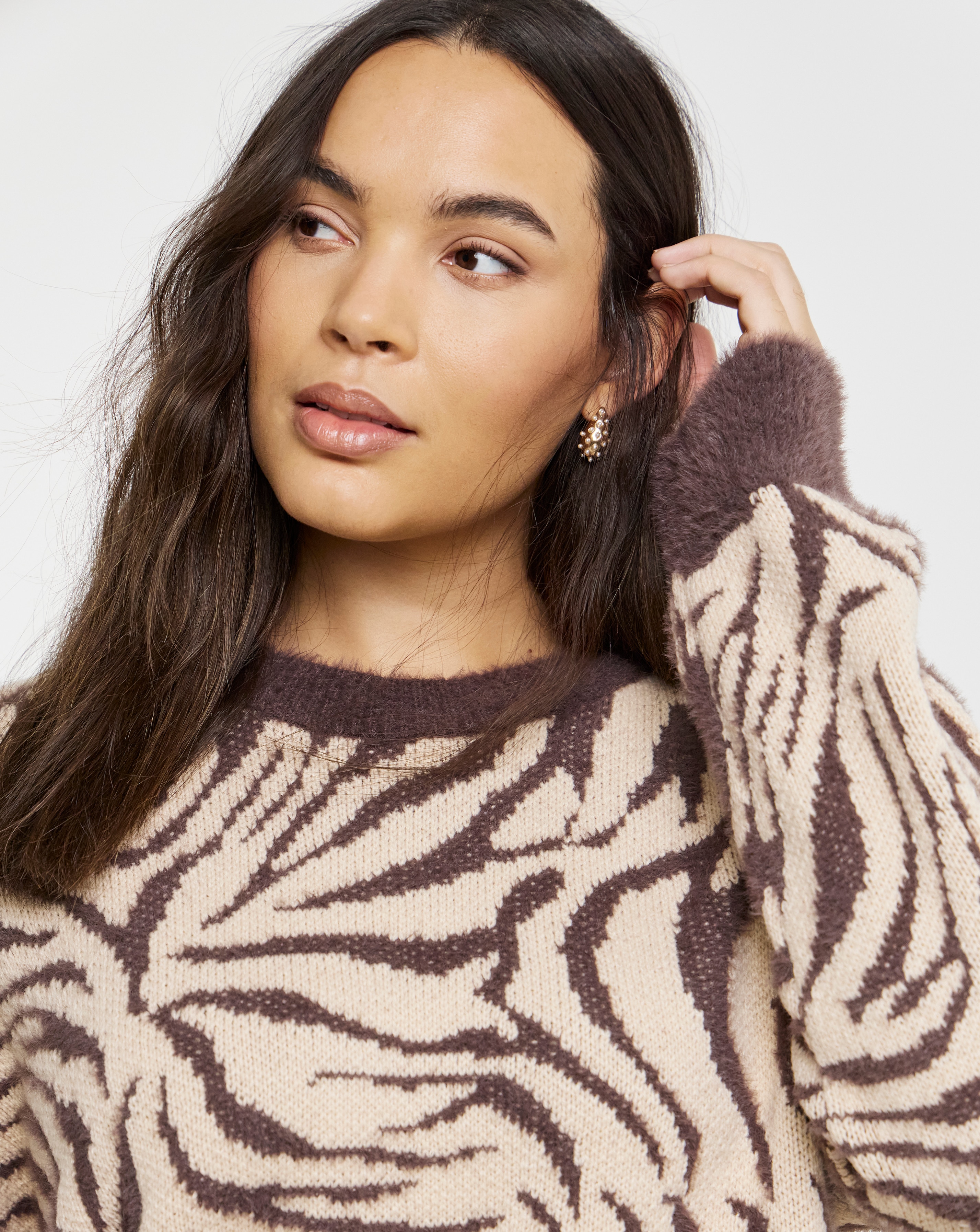 New In - Zebra Print Crew Neck Jumper