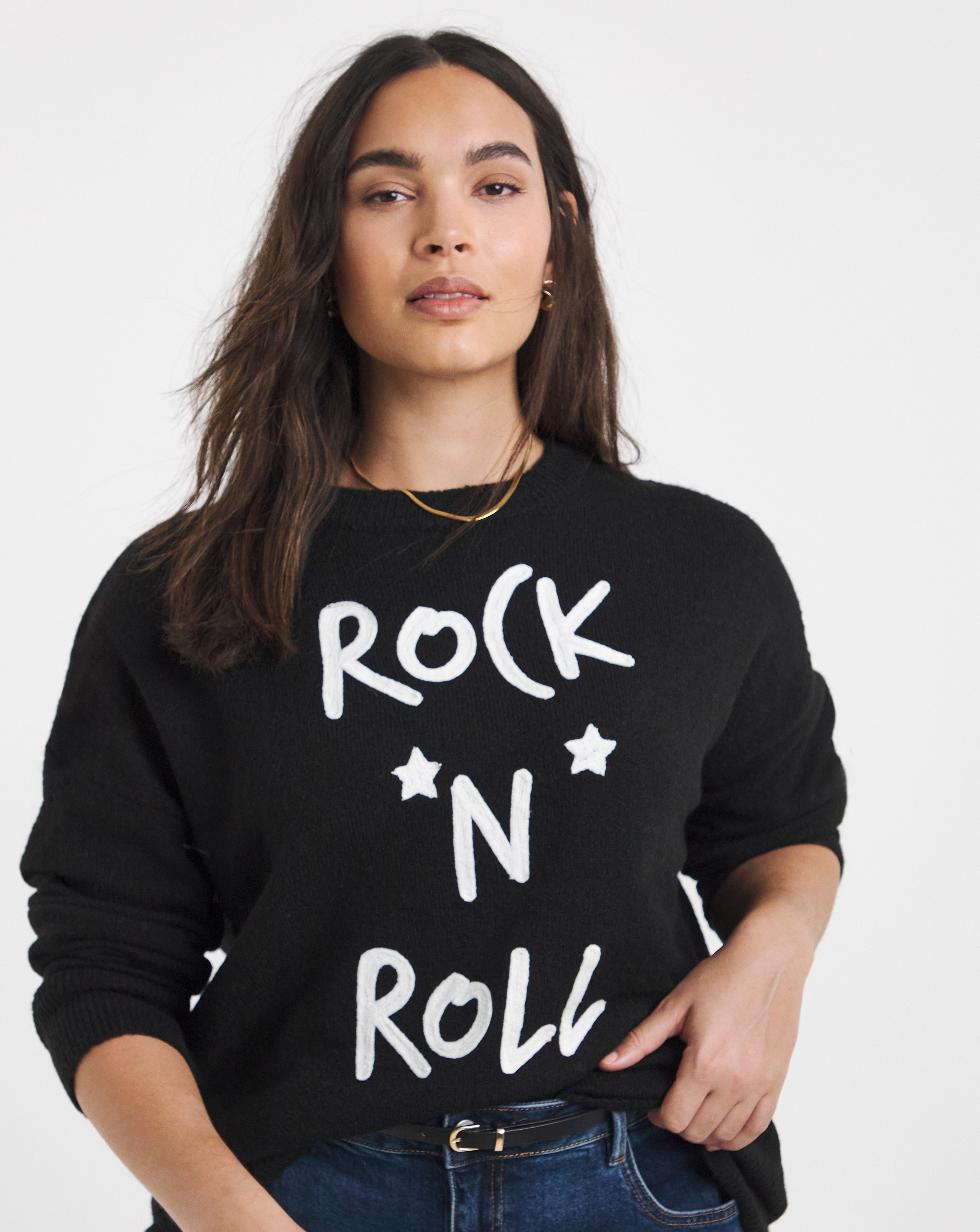 New In - Rock n Roll Slogan Jumper