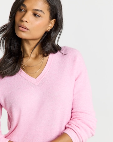 Simply Be Pink V-Neck Jumper