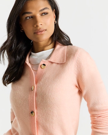Simply Be Peach Button Through Collar Cardigan