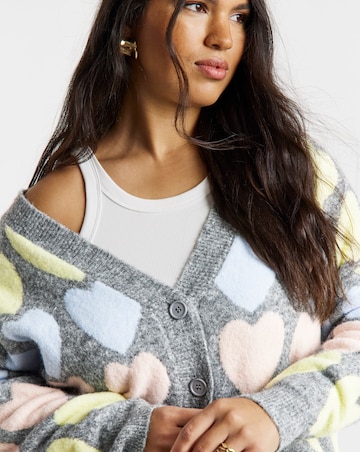 Simply Be Heart Print Graphic Cardigan