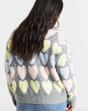 Simply Be Heart Print Graphic Cardigan