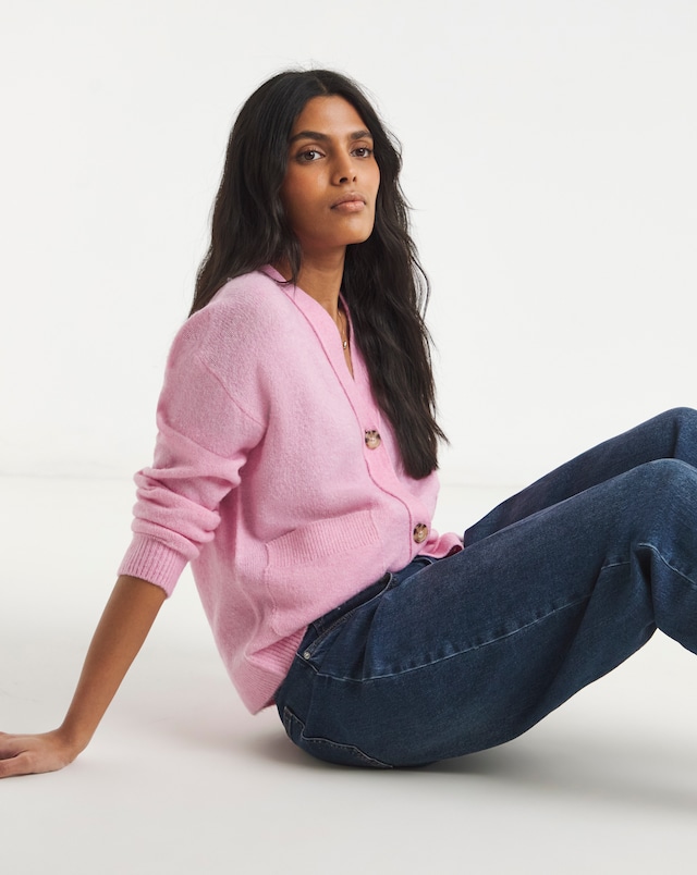 Simply Be Pink V-Neck Cardigan