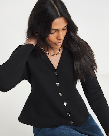 Simply Be Black Cinched Waist Compact Cardigan