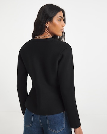 Simply Be Black Cinched Waist Compact Cardigan