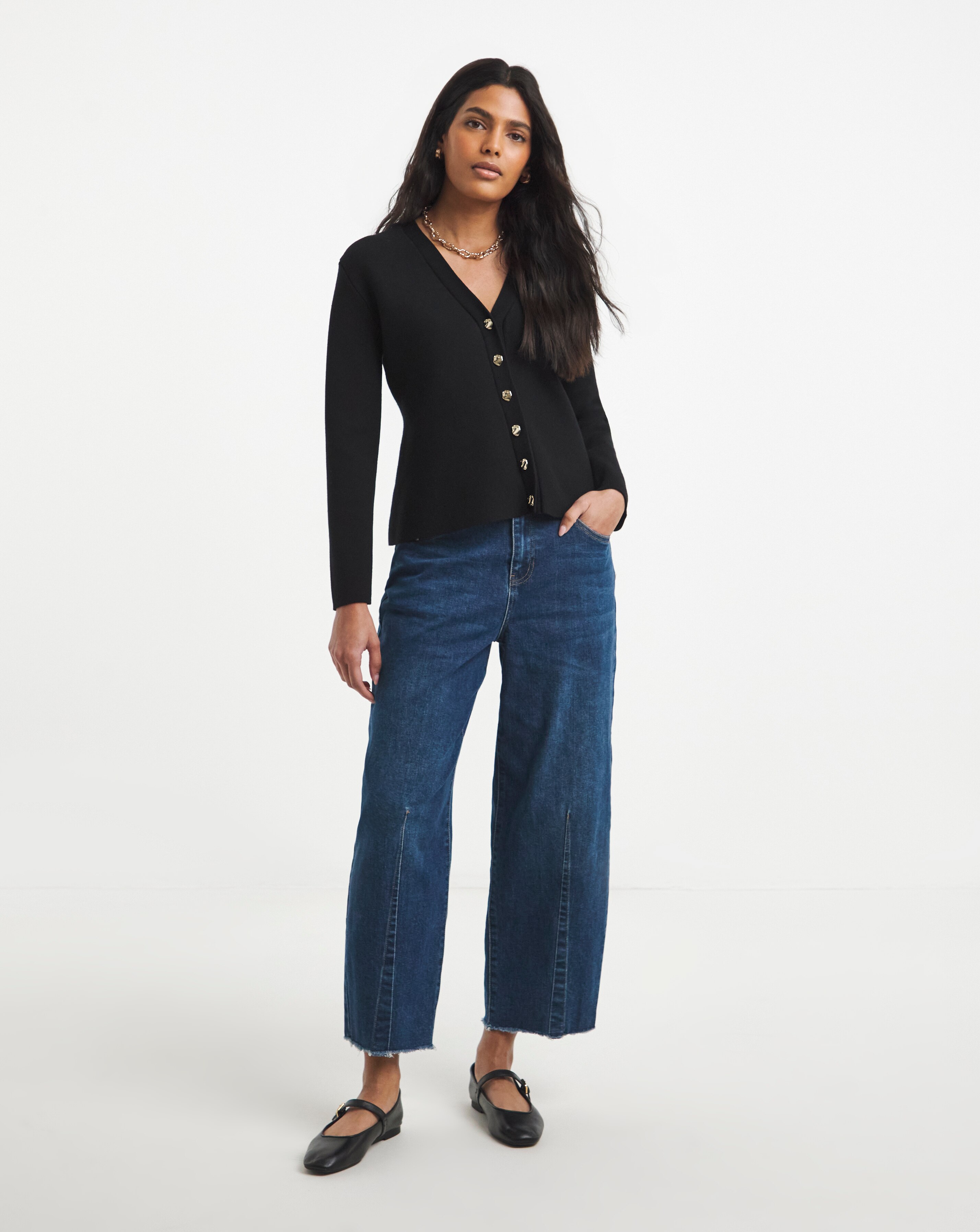 Simply Be Black Cinched Waist Compact Cardigan | JD Williams