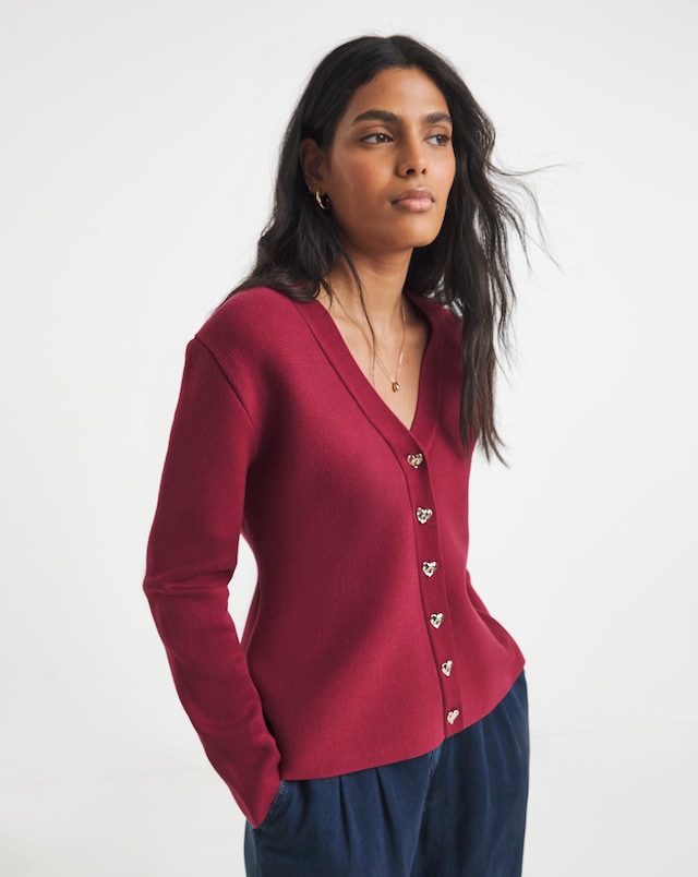 Simply Be Red Cinched Waist Compact Cardigan