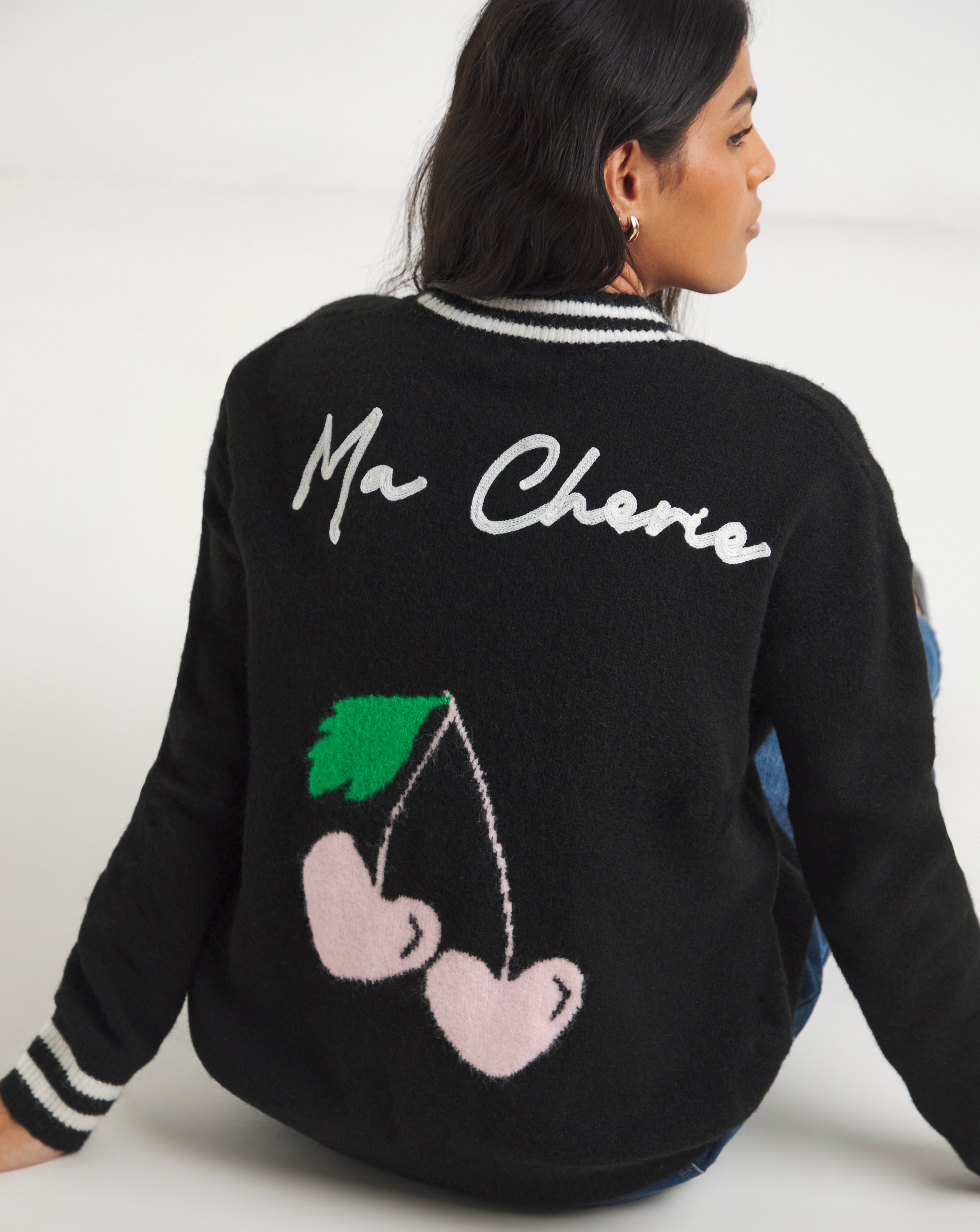 Simply Be Contrast Trim Cherry Cardigan