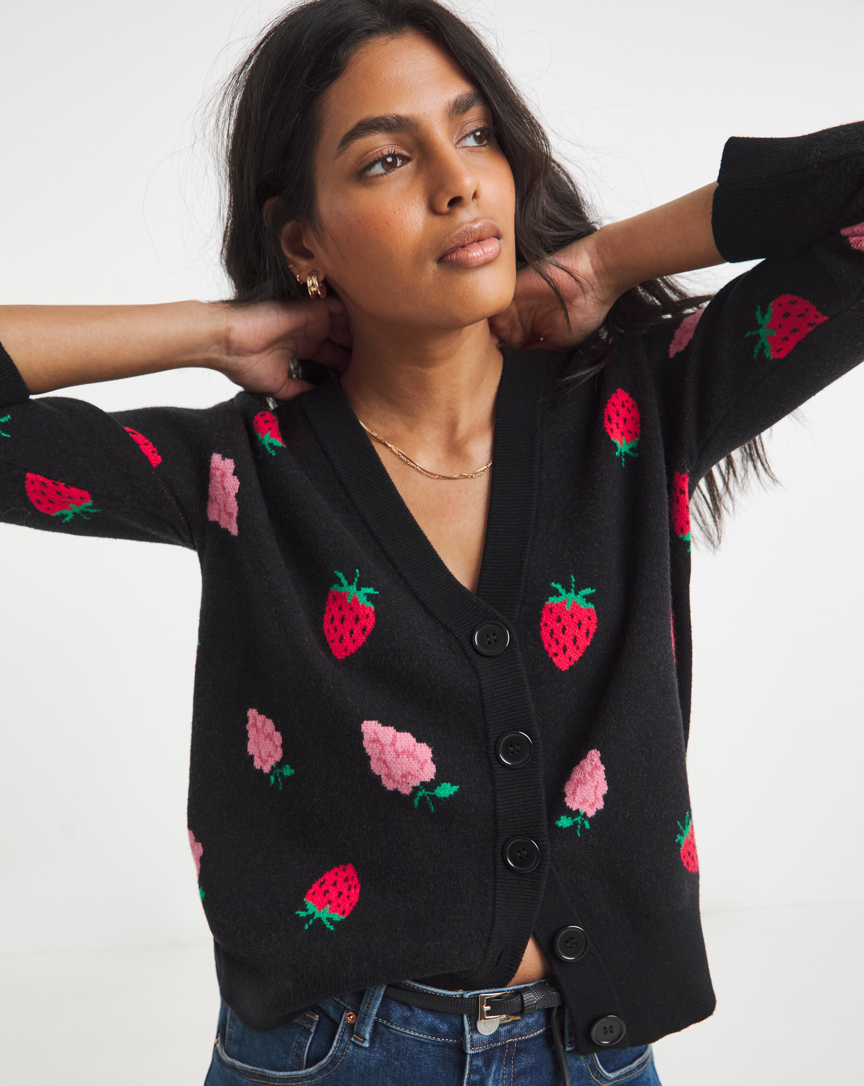 New In - Simply Be Fruit Print Boxy Cardigan