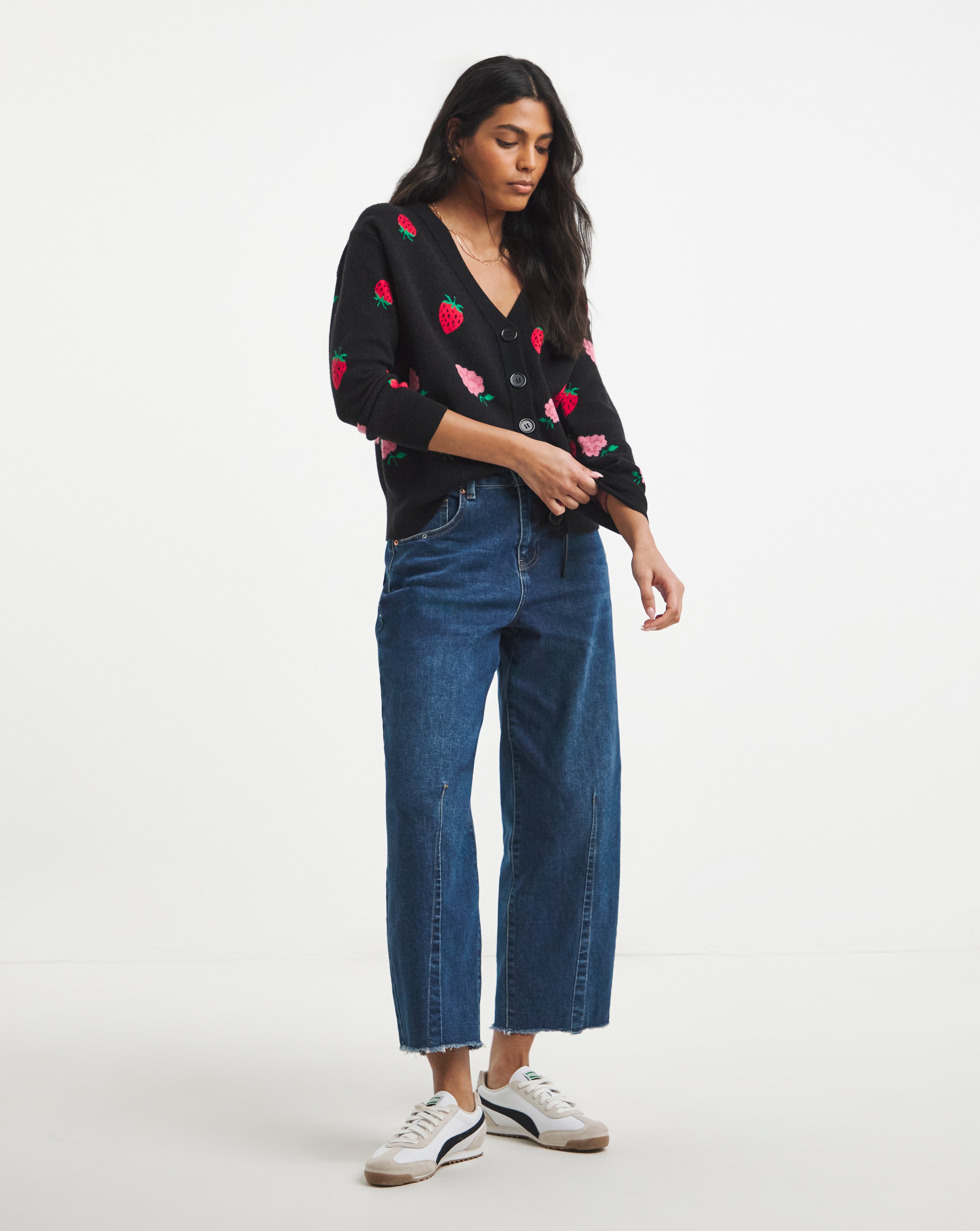 Simply Be Strawberry Fruit Print Boxy Cardigan | JD Williams