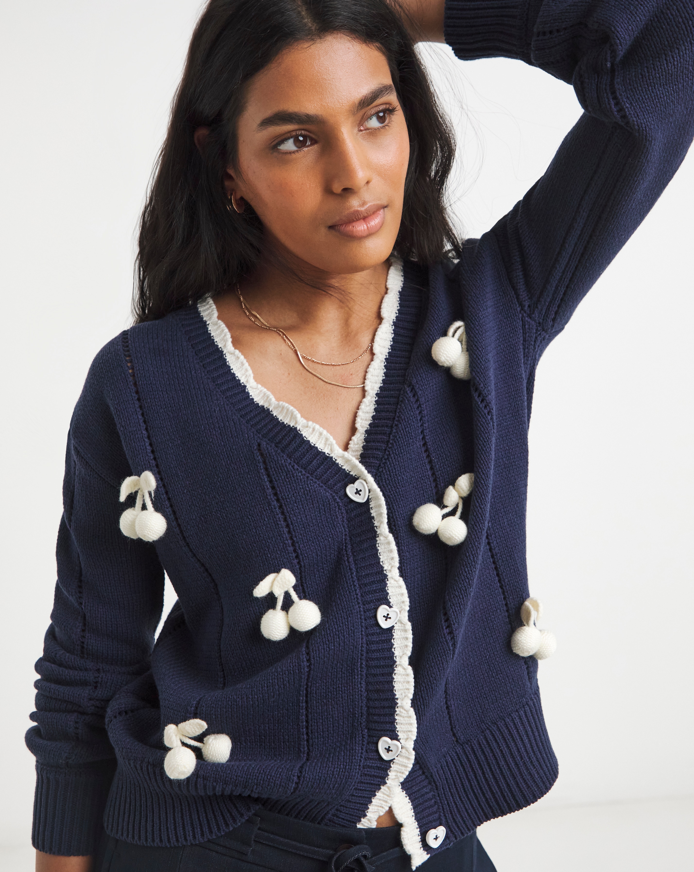 New In - Simply Be 3D Cherry Pointelle Cardigan