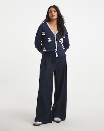 Simply Be Navy 3D Cherry Pointelle Cardigan