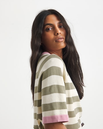 Simply Be Contrast Stripe Half Sleeve Knitted Jumper
