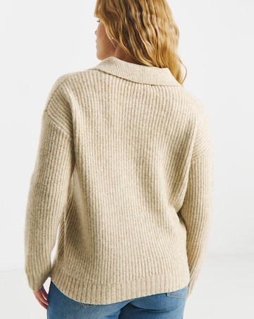 Simply Be Neutral Collared Rib Jumper