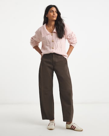 Simply Be Pink Cable Knit Collar Cardigan