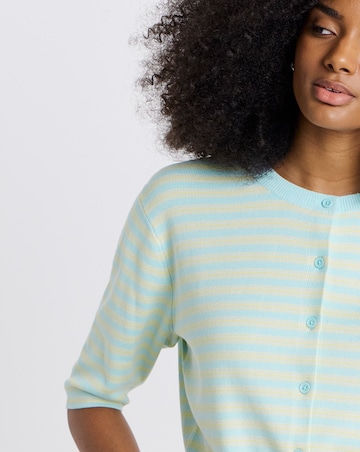 Blue Stripe Short Sleeve Boxy Cardigan