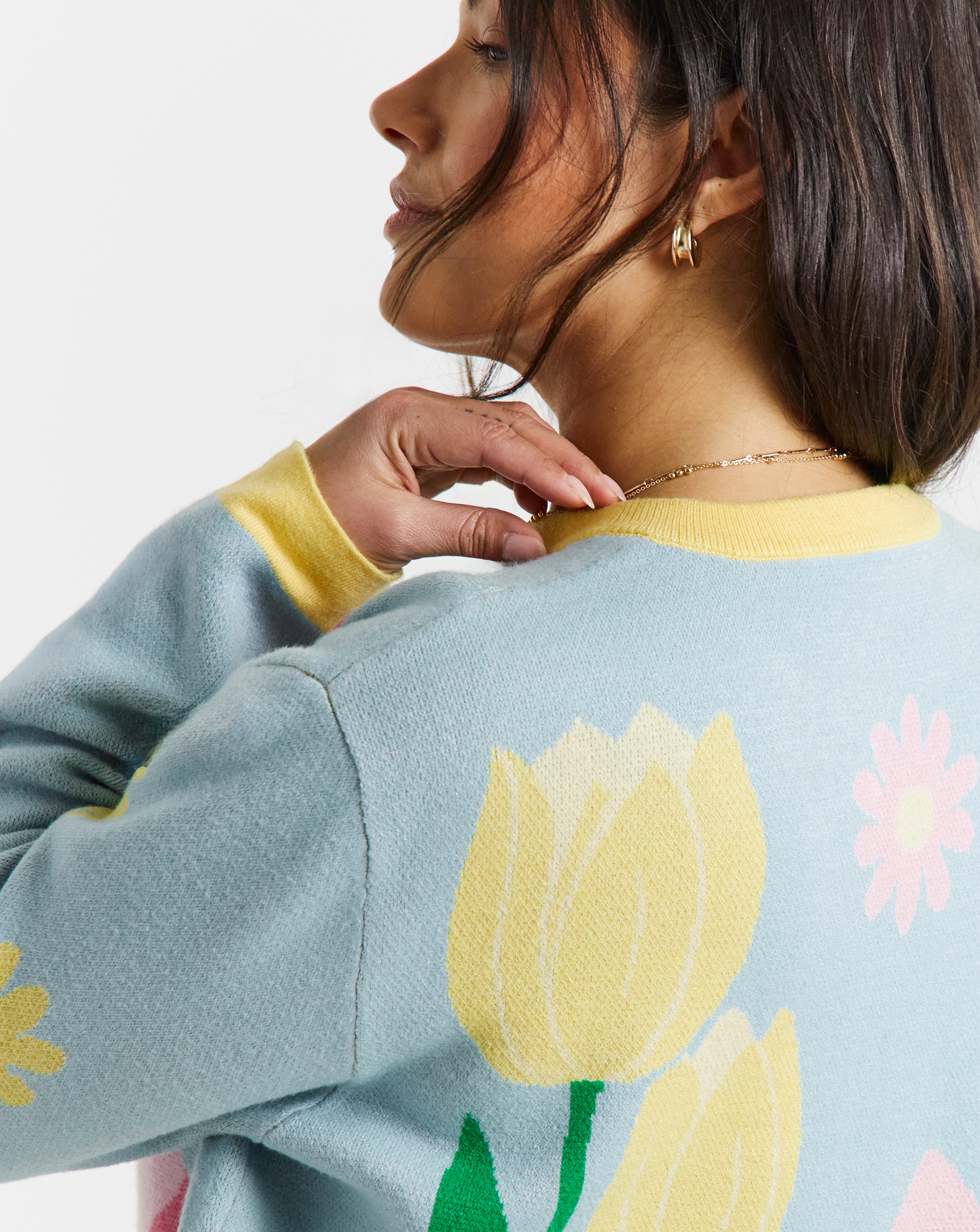 Floral Graphic Crew Neck Cardigan | JD Williams