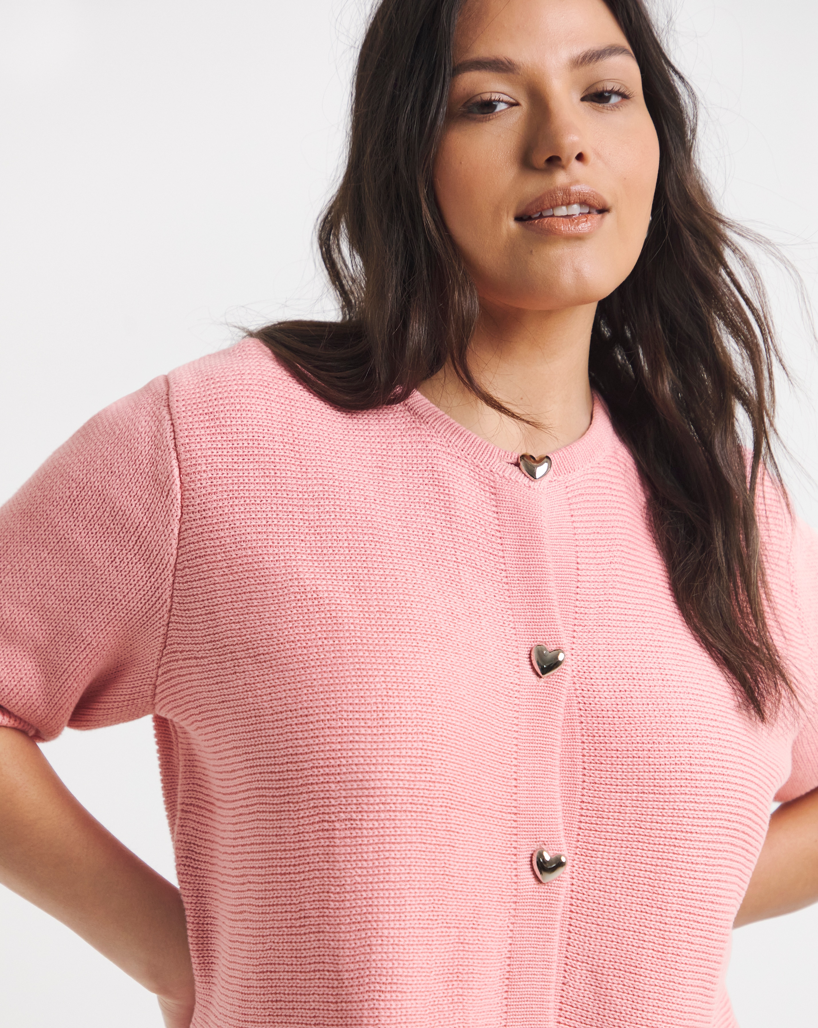 Peach Short Sleeve Peplum Cardigan | JD Williams