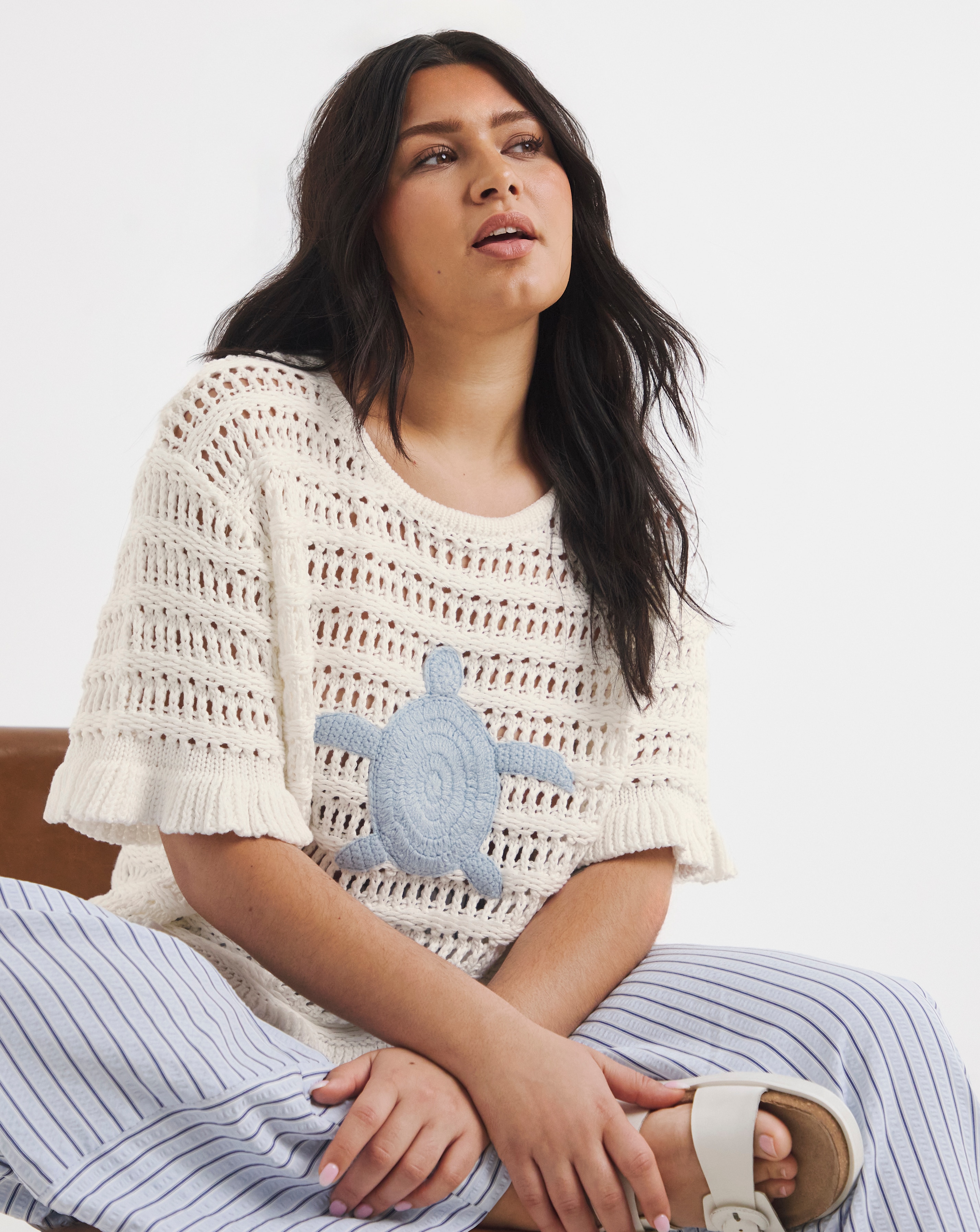 New In - Crochet Top with Turtle Applique