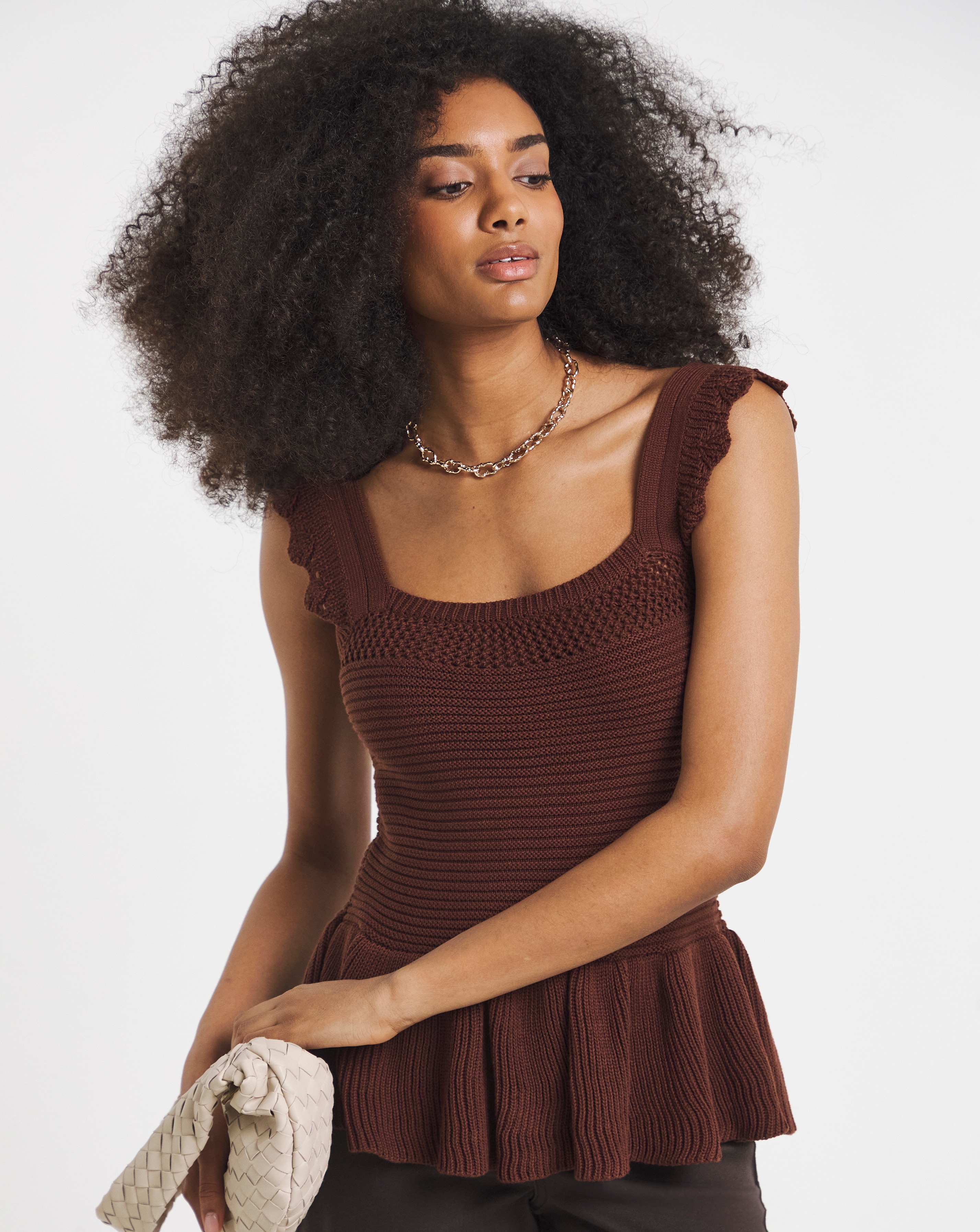 New In - Crochet Square Neck Frill Top