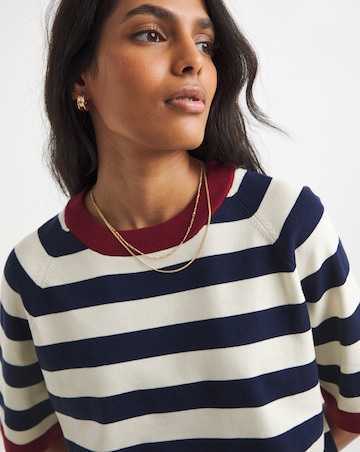 Simply Be Contrast Stripe Half Sleeve Knitted Jumper