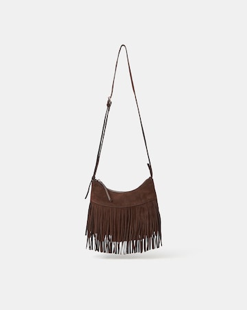 Accessorize Fringe Suede Crossbody Bag