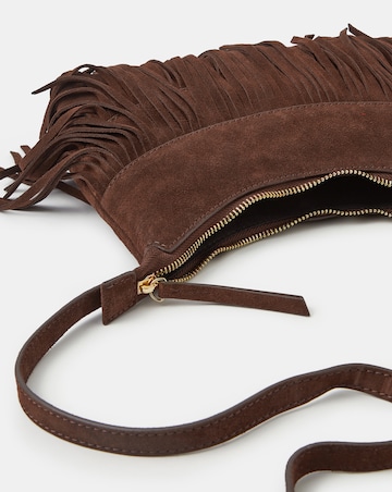 Accessorize Fringe Suede Crossbody Bag