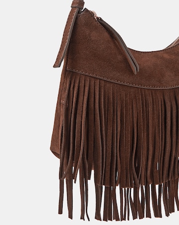 Accessorize Fringe Suede Crossbody Bag