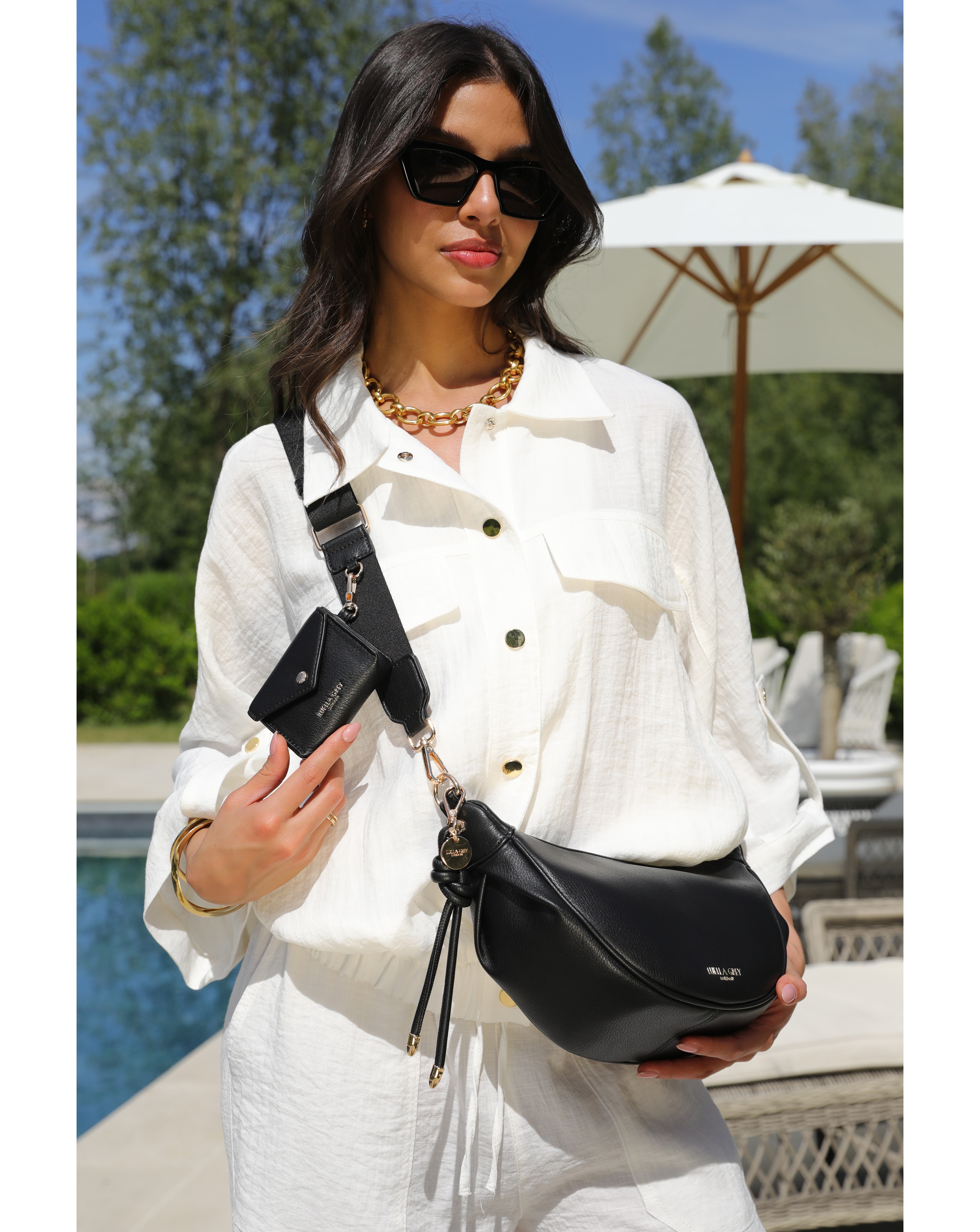 New In - Luella Grey Lolly Black Sling Bag
