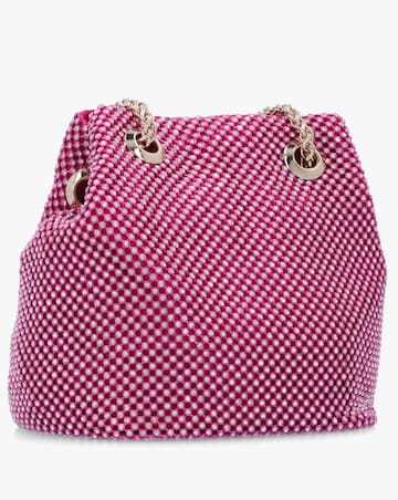 Guess Zalina Fuchsia Diamante Chain Mesh Pouch