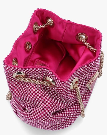 Guess Zalina Fuchsia Diamante Chain Mesh Pouch