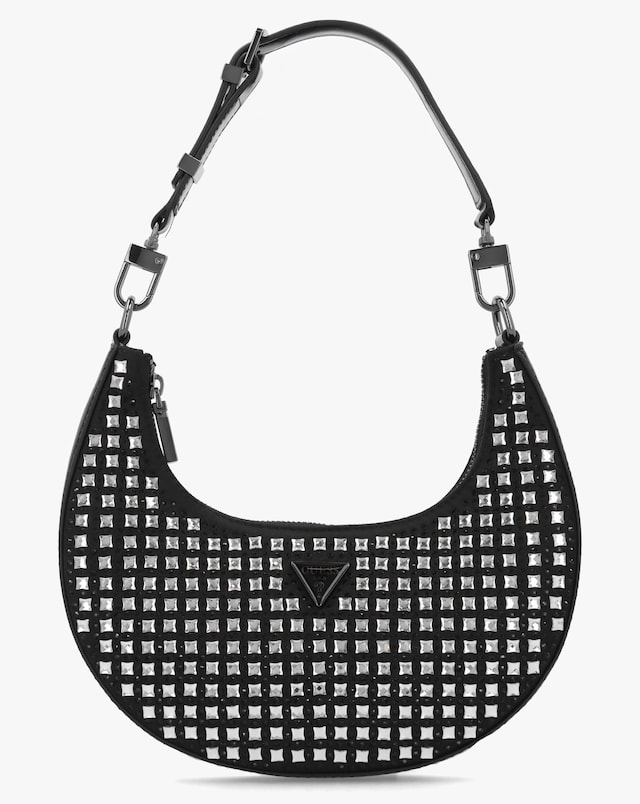 Guess Small Lua Black Embellished Hobo Bag