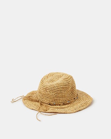 Accessorize Beaded Trim Woven Hat