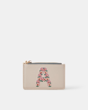 Accessorize Floral Embroidered Initial Card Holder